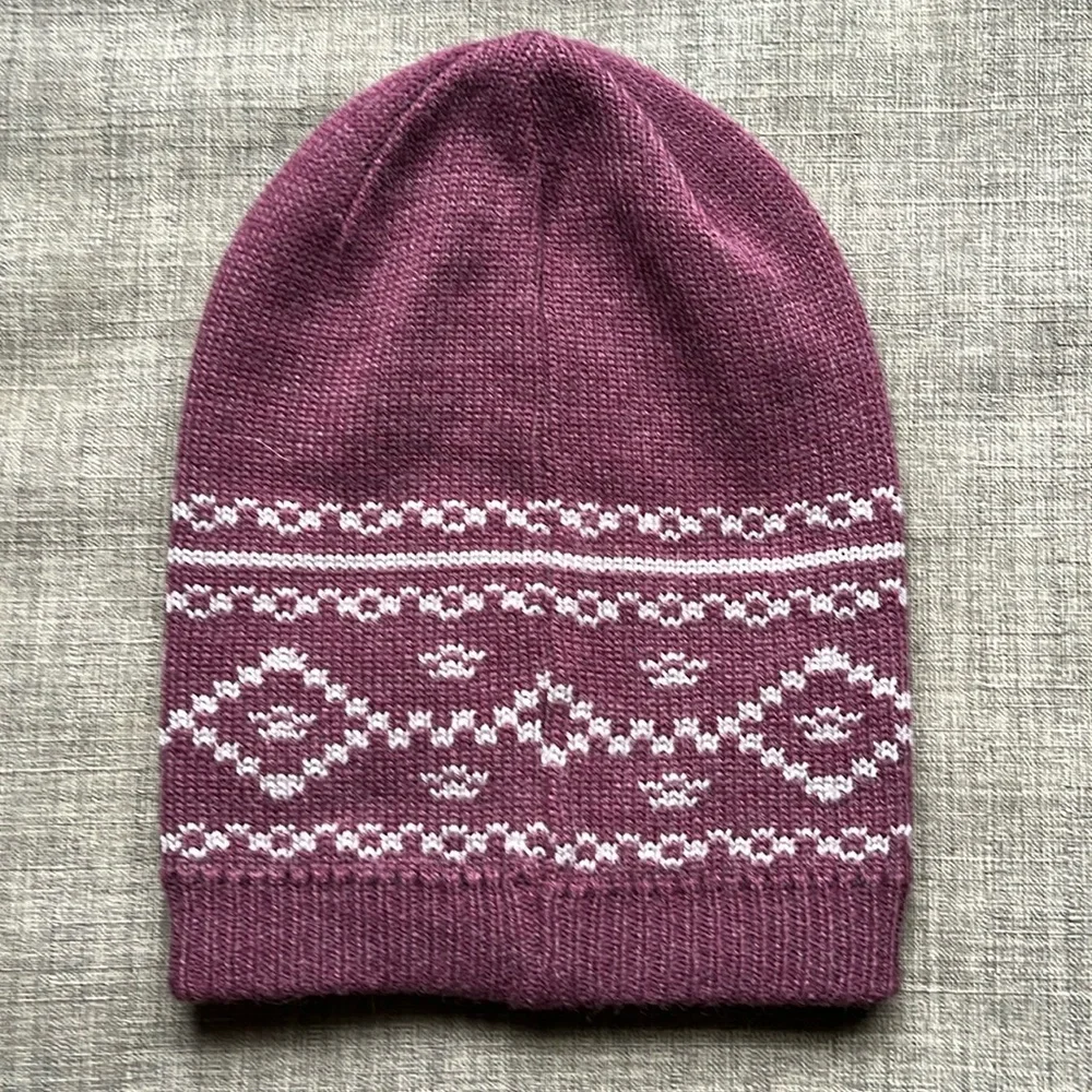 Timberland Knit Beanie Hat Maroon Red Women's